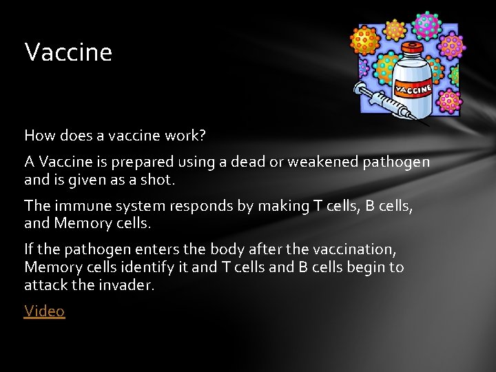 Vaccine How does a vaccine work? A Vaccine is prepared using a dead or