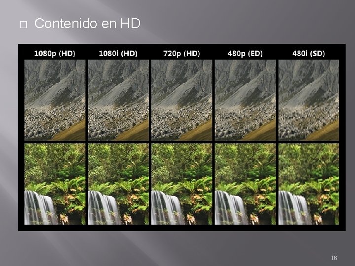 � Contenido en HD 16 