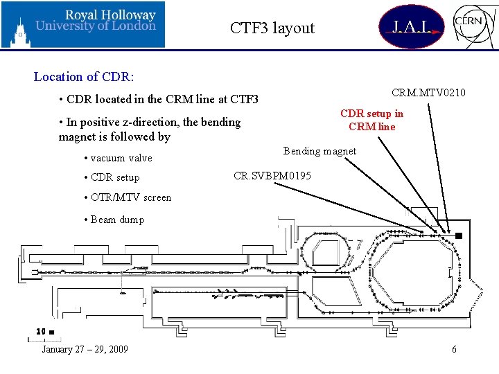 CTF 3 layout Location of CDR: CRM. MTV 0210 • CDR located in the