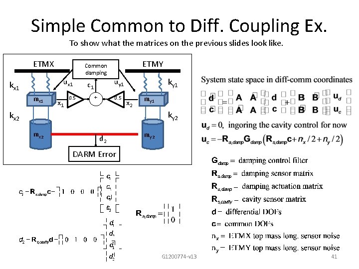 Simple Common to Diff. Coupling Ex. To show what the matrices on the previous