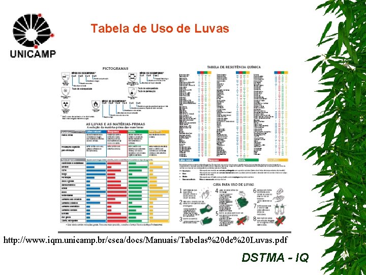 Tabela de Uso de Luvas http: //www. iqm. unicamp. br/csea/docs/Manuais/Tabelas%20 de%20 Luvas. pdf DSTMA
