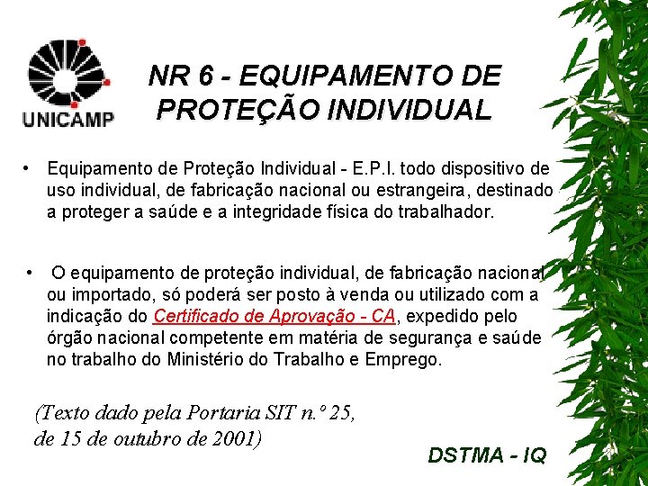 NR 6 - EQUIPAMENTO DE PROTEÇÃO INDIVIDUAL • Equipamento de Proteção Individual - E.