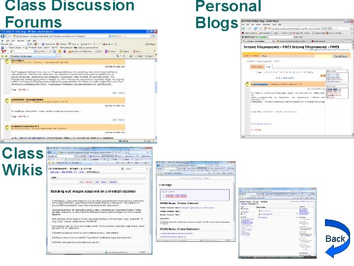 Class Discussion Forums Personal Blogs Class Wikis Back 
