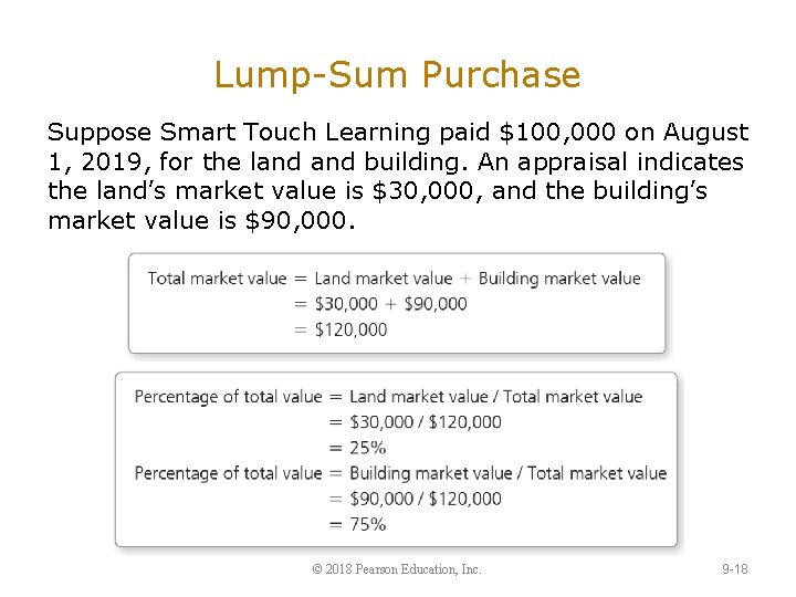Lump-Sum Purchase Suppose Smart Touch Learning paid $100, 000 on August 1, 2019, for