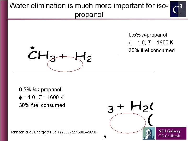Water elimination is much more important for isopropanol 0. 5% n-propanol f = 1.