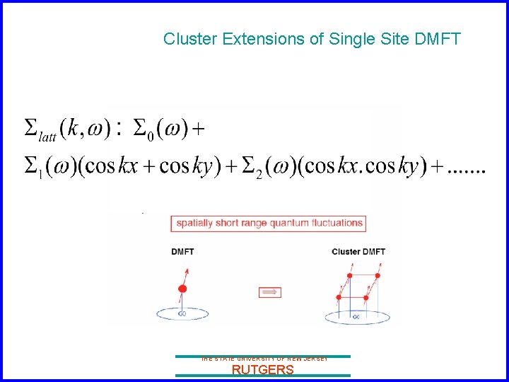 Cluster Extensions of Single Site DMFT THE STATE UNIVERSITY OF NEW JERSEY RUTGERS 