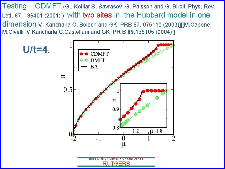 Testing CDMFT (G. . Kotliar, S. Savrasov, G. Palsson and G. Biroli, Phys. Rev.