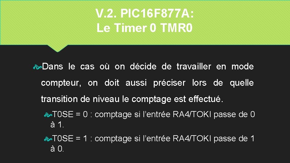 V. 2. PIC 16 F 877 A: Le Timer 0 TMR 0 Dans le