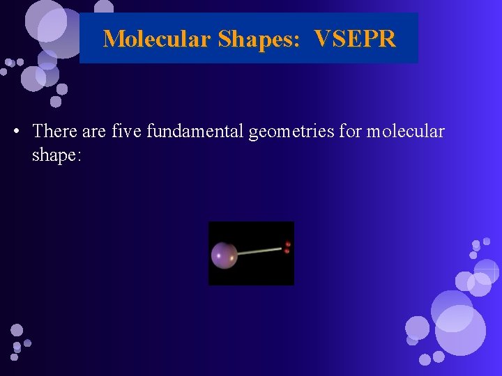 Molecular Shapes: VSEPR • There are five fundamental geometries for molecular shape: 