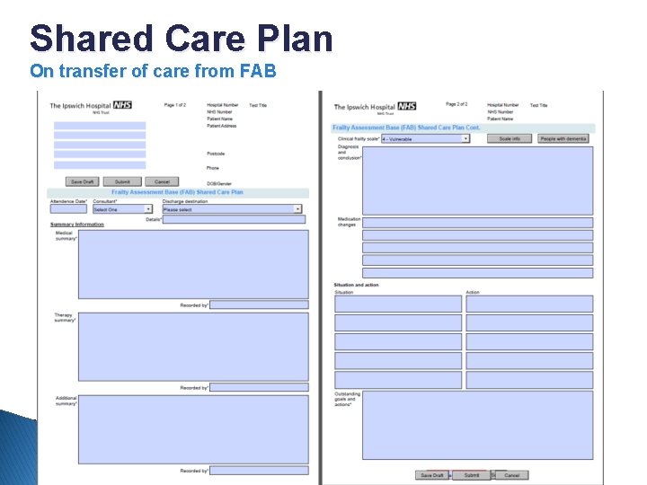 Shared Care Plan On transfer of care from FAB 