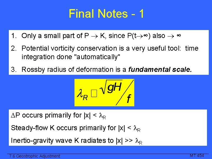 Final Notes - 1 1. Only a small part of P K, since P(t