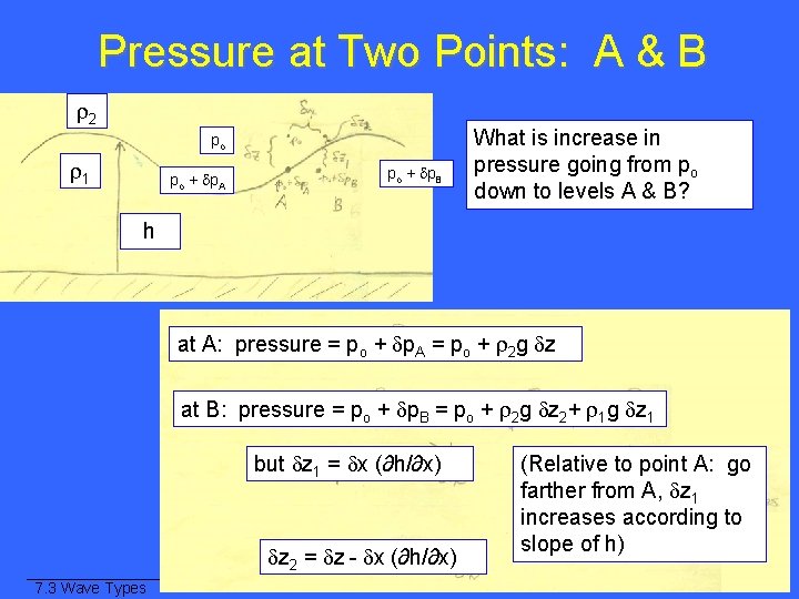 Pressure at Two Points: A & B 2 po 1 po + p. A