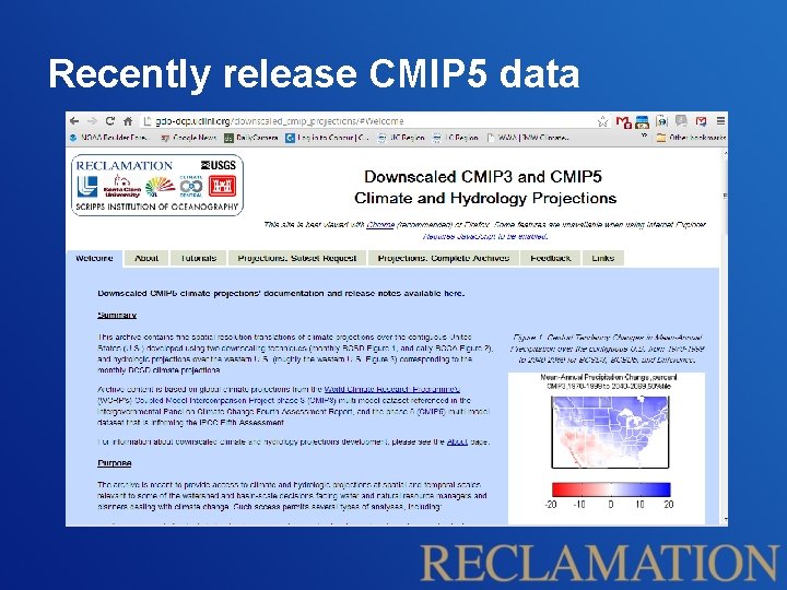 Recently release CMIP 5 data 