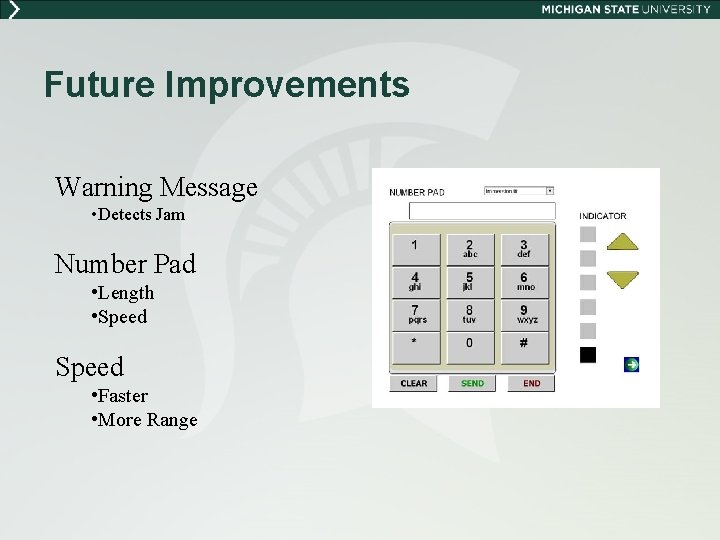 Future Improvements Warning Message • Detects Jam Number Pad • Length • Speed •