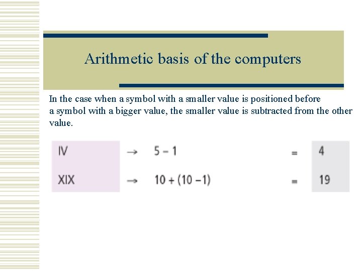 Arithmetic basis of the computers In the case when a symbol with a smaller