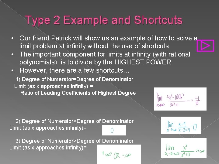 Type 2 Example and Shortcuts • Our friend Patrick will show us an example
