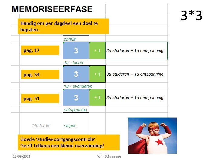 Handig om per dagdeel een doel te bepalen. pag. 17 pag. 34 pag. 51
