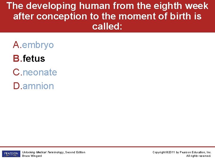 The developing human from the eighth week after conception to the moment of birth