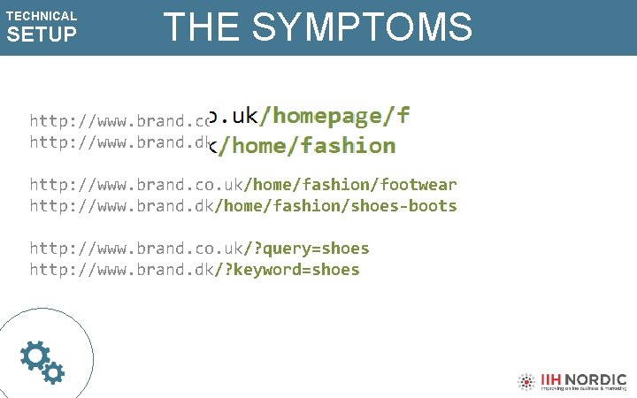 TECHNICAL SETUP THE SYMPTOMS http: //www. brand. co. uk/homepage/fashion http: //www. brand. dk/home/fashion http: