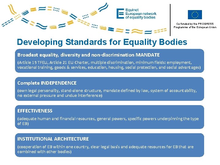 Co-funded by the PROGRESS Programme of the European Union Developing Standards for Equality Bodies