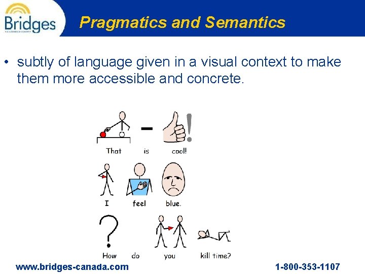 Pragmatics and Semantics • subtly of language given in a visual context to make