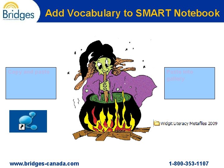 Add Vocabulary to SMART Notebook Copy and paste www. bridges-canada. com Paste into gallery