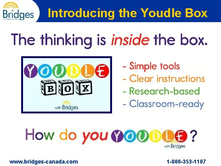 Introducing the Youdle Box www. bridges-canada. com 1 -800 -353 -1107 