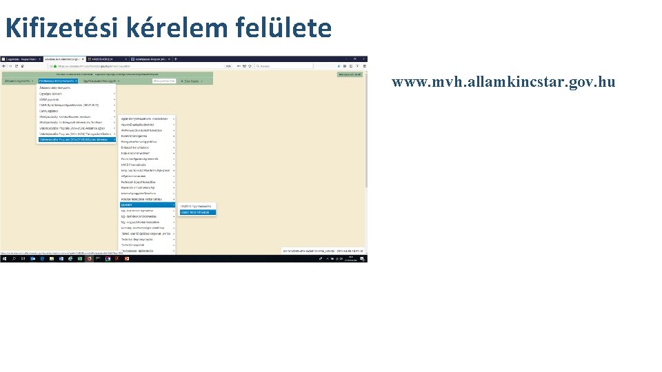 Kifizetési kérelem felülete www. mvh. allamkincstar. gov. hu Kifizetési kérelem felülete www. mvh. allamkincstar. gov. hu