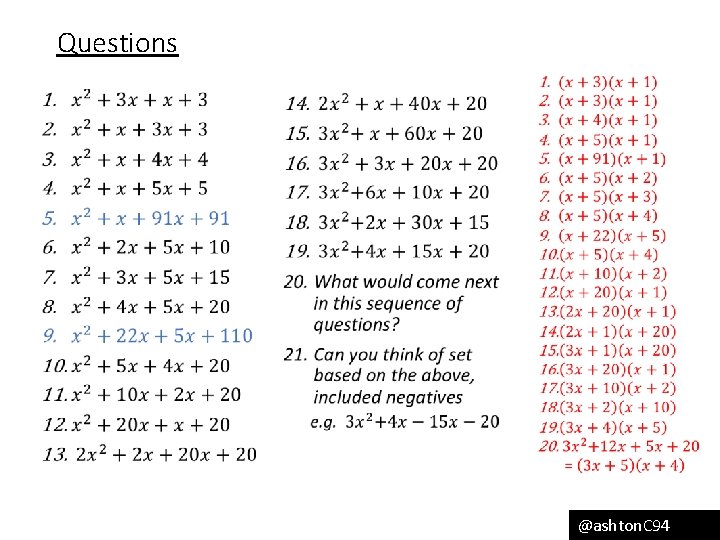 Questions • @ashton. C 94 