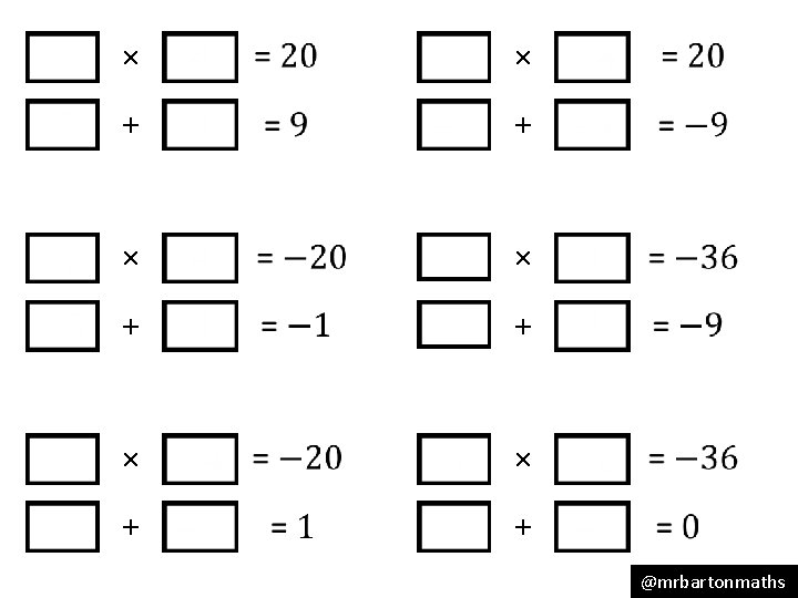 × × + + @mrbartonmaths 