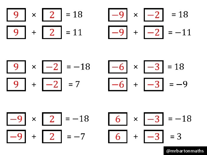 × × + + @mrbartonmaths 