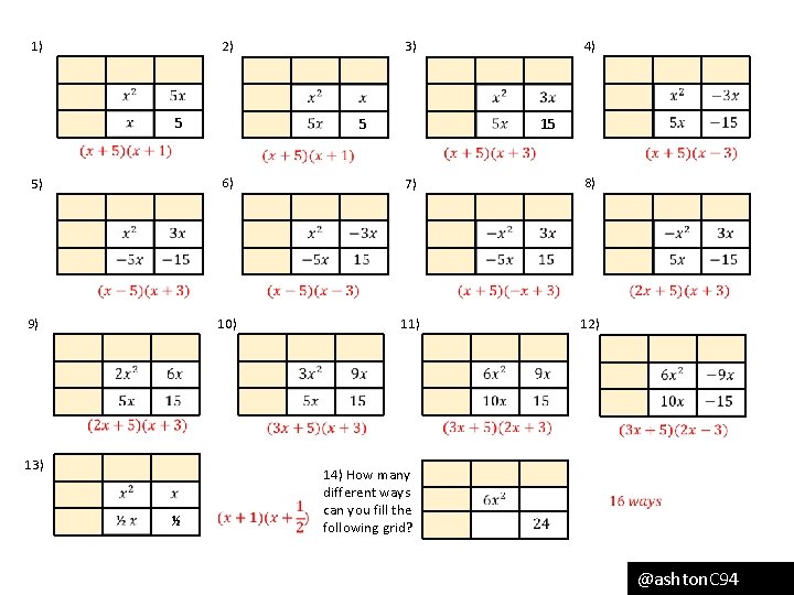 2) 1) 5 4) 3) 5 15 5) 6) 7) 8) 9) 10) 11)