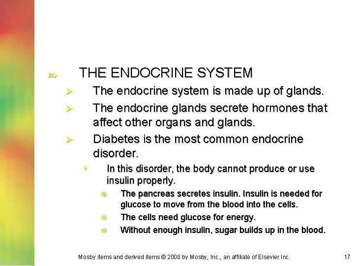 THE ENDOCRINE SYSTEM The endocrine system is made up of glands. The endocrine glands