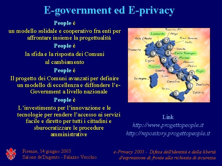 E-government ed E-privacy People è un modello solidale e cooperativo fra enti per affrontare