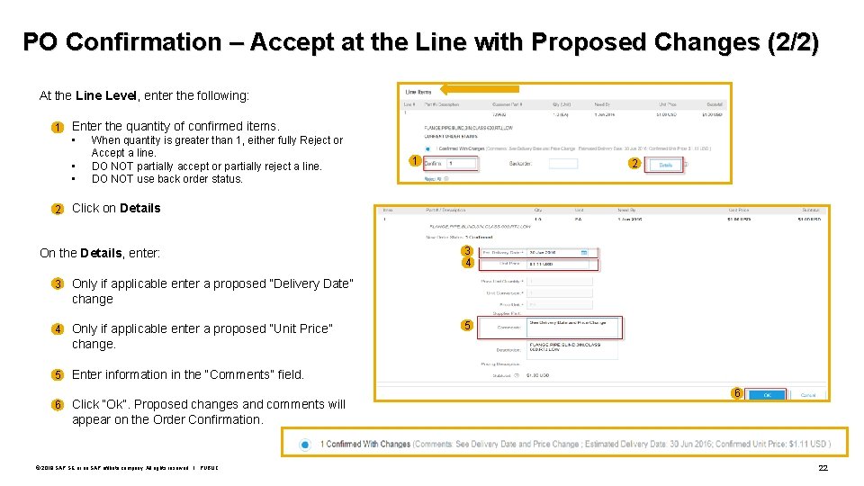 PO Confirmation – Accept at the Line with Proposed Changes (2/2) At the Line