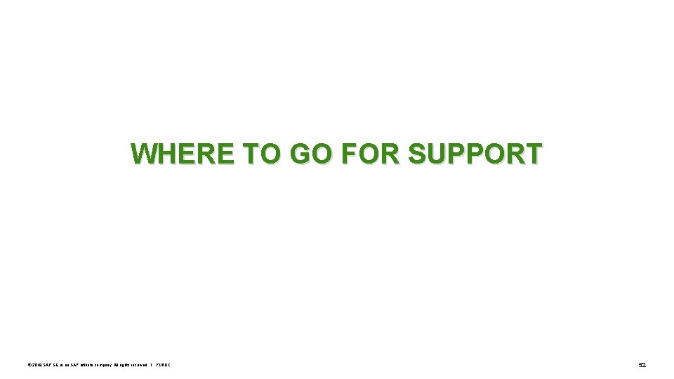 WHERE TO GO FOR SUPPORT © 2019 SAP SE or an SAP affiliate company.
