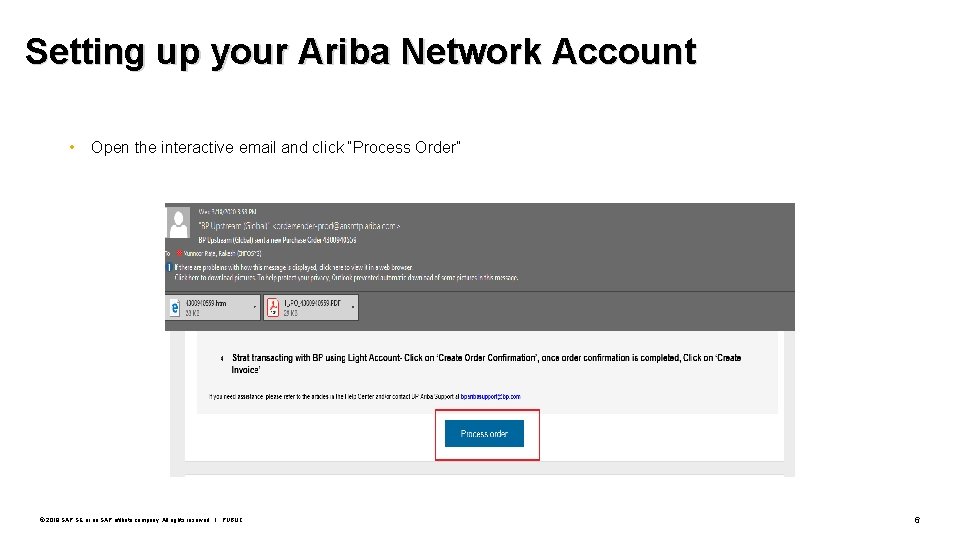 Setting up your Ariba Network Account • Open the interactive email and click “Process