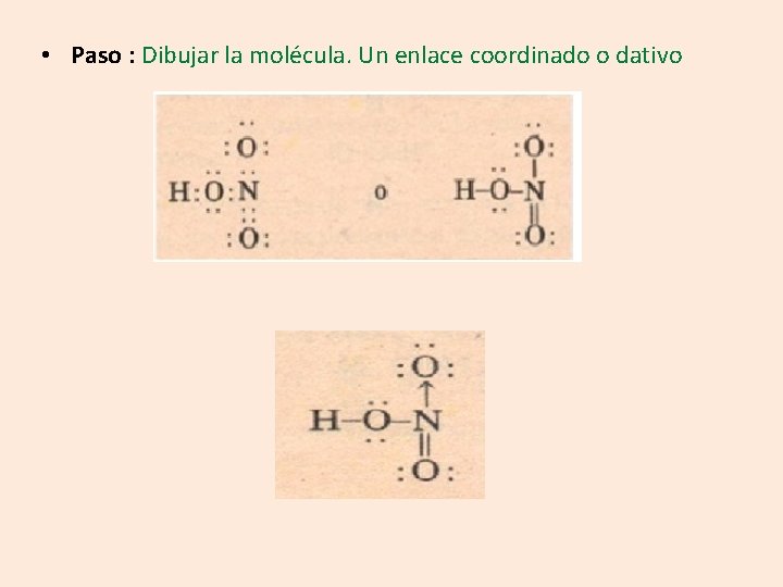  • Paso : Dibujar la molécula. Un enlace coordinado o dativo 