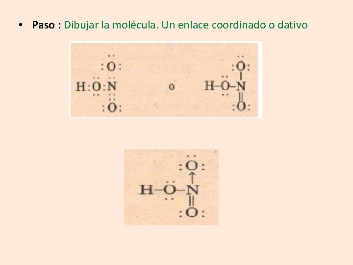  • Paso : Dibujar la molécula. Un enlace coordinado o dativo 