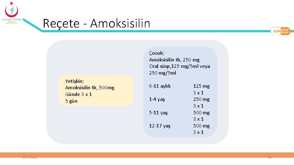 Reçete - Amoksisilin Çocuk; Amoksisilin tb, 250 mg Oral süsp, 125 mg/5 ml veya