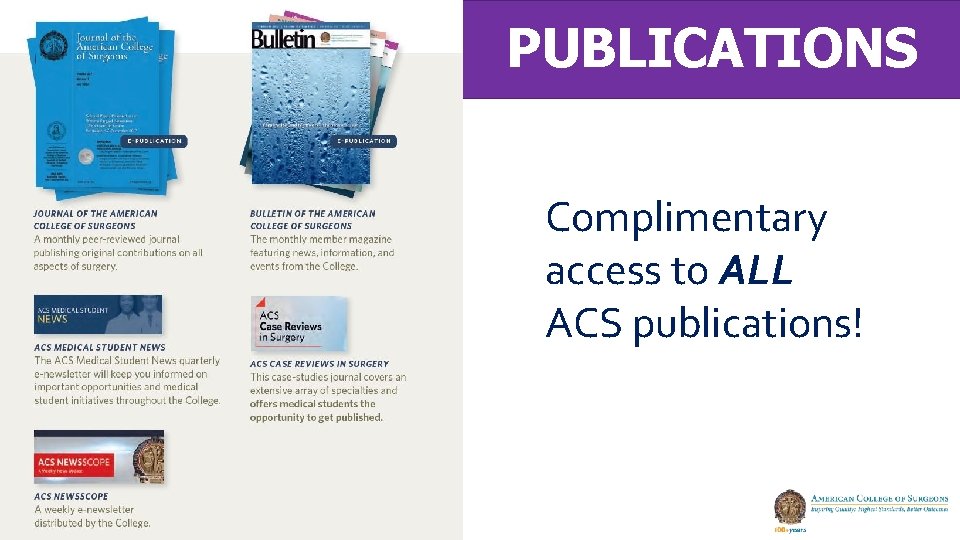 PUBLICATIONS Complimentary access to ALL ACS publications! PUBLICATIONS Complimentary access to ALL ACS publications!