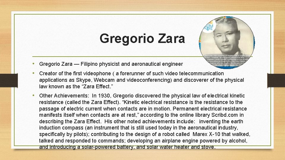 Gregorio Zara • Gregorio Zara — Filipino physicist and aeronautical engineer • Creator of
