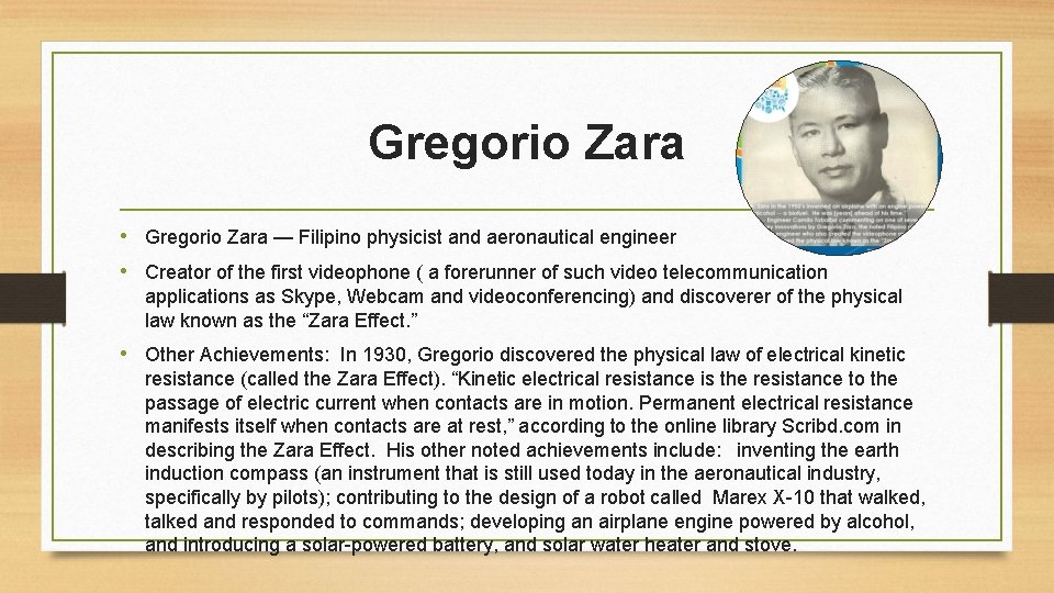 Gregorio Zara • Gregorio Zara — Filipino physicist and aeronautical engineer • Creator of Gregorio Zara • Gregorio Zara — Filipino physicist and aeronautical engineer • Creator of