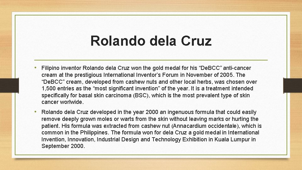 Rolando dela Cruz • Filipino inventor Rolando dela Cruz won the gold medal for Rolando dela Cruz • Filipino inventor Rolando dela Cruz won the gold medal for