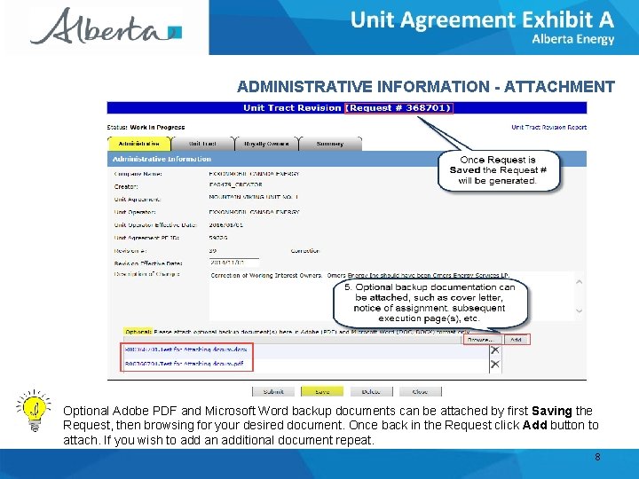 ADMINISTRATIVE INFORMATION - ATTACHMENT Optional Adobe PDF and Microsoft Word backup documents can be