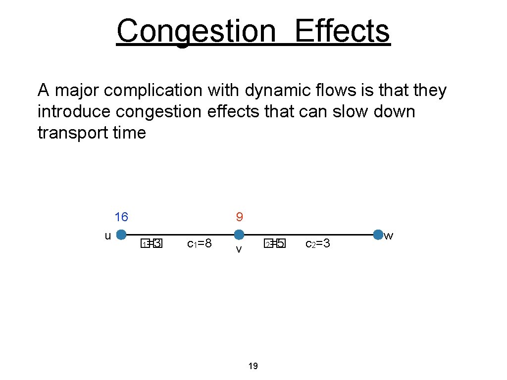 Congestion Effects A major complication with dynamic flows is that they introduce congestion effects