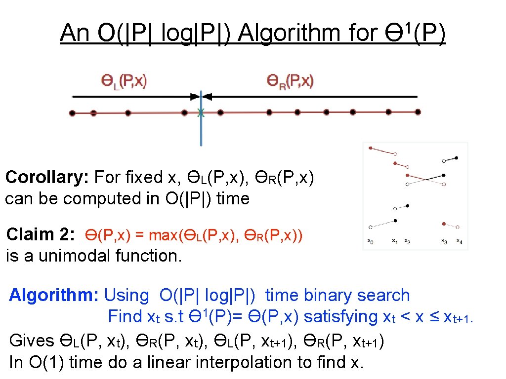 An O(|P| log|P|) Algorithm for 1 ϴ (P) Corollary: For fixed x, ϴL(P, x),