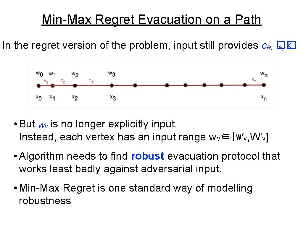 Min-Max Regret Evacuation on a Path In the regret version of the problem, input