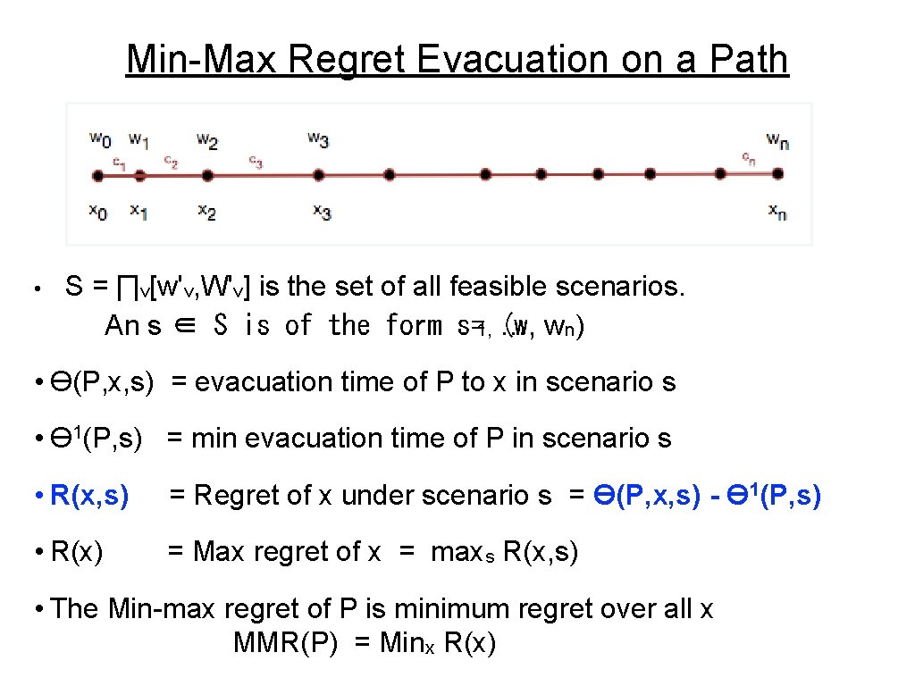 Min-Max Regret Evacuation on a Path • S = ∏v[wʹv, Wʹv] is the set
