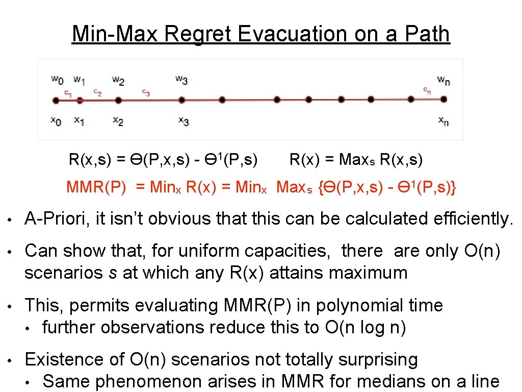 Min-Max Regret Evacuation on a Path R(x, s) = ϴ(P, x, s) - ϴ